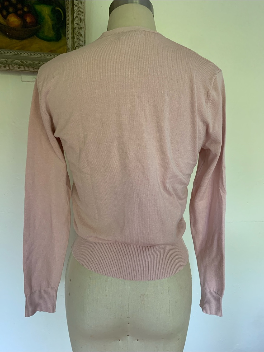 August Silk brand Women's Light Pink V-Neck Button Cardigan Sweater - Picture 2 of 5